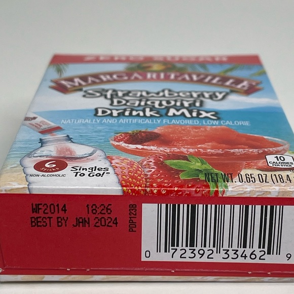 10 Sugar Free Margaritaville Singles to Go Strawberry Daiquiri Drink Mix (6 Ct) - Picture 6 of 6